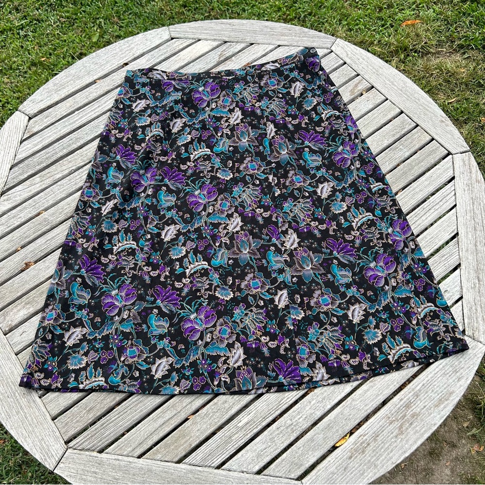 Notations Womens Floral Skirt Size 3X Black gold purple‎ Whimsygoth plus fall